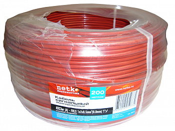 Netko Кабель сигнальный, экранированный, КПСЭнг (А) - FRLS, 1*2*0.5мм2 (0.8мм) 200м, красный