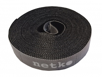 Netko Лента-липучка многоразовая 20мм*5м, с насечками для отрыва (каждые 2 см), черная Optima