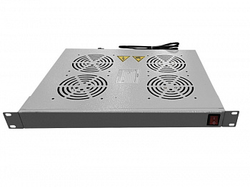 Netko Полка вентиляторная 19", 1U/4 вентилятора, с кабелем, серая 