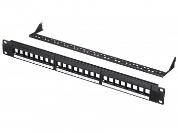 Netko Патч-панель пустая, 19", 24 порта, RJ45, 1U, с органайзером, "L"