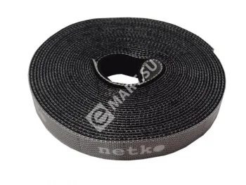 Netko Лента-липучка многоразовая 14,5мм*5м, с насечками для отрыва (каждые 2 см), черная Optima