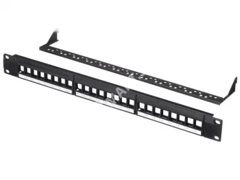 Netko Патч-панель пустая, 19", 24 порта, RJ45, 1U, с органайзером, "L"
